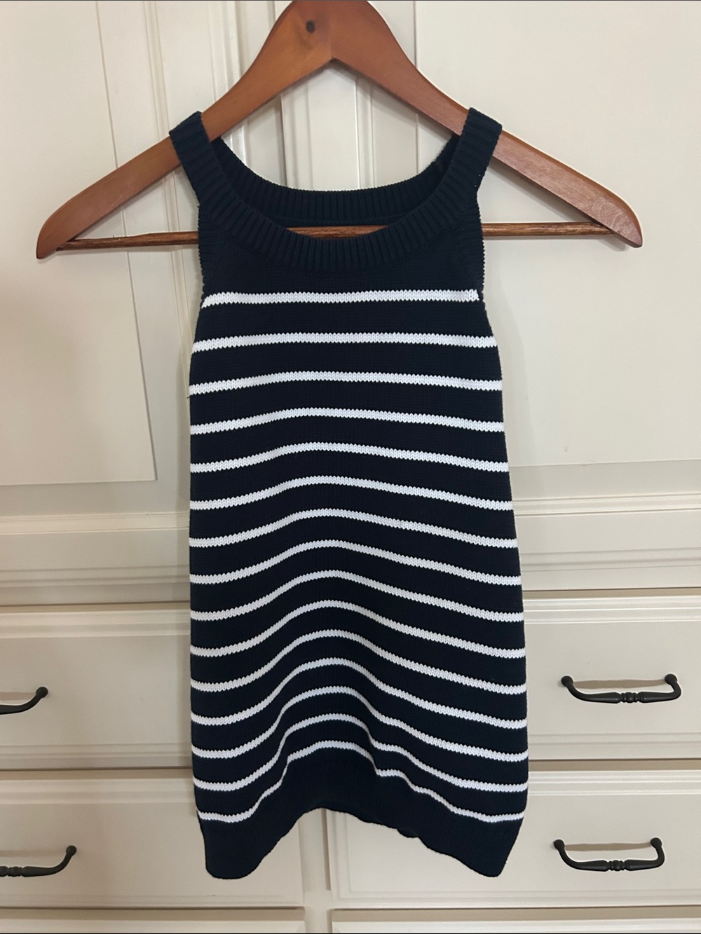 Banana Republic Navy and White Striped Knit Tank